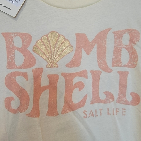 Salt Life Soft Yellow Gold Bomb Shell Crew Neck Short Sleeve Tee - Picture 3 of 5